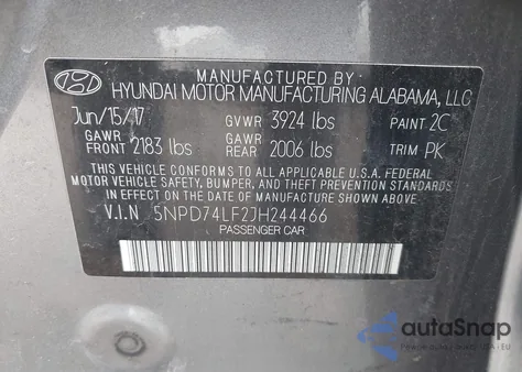 2018 Hyundai Elantra Se from USA, damaged, VIN 5NPD74LF2JH244466